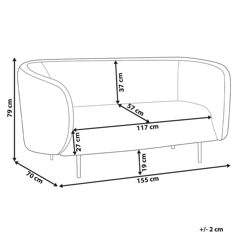 2-istuttava sohva Loen - Musta, kulta - Huonekalut - Sohva - 2:n istuttava sohva