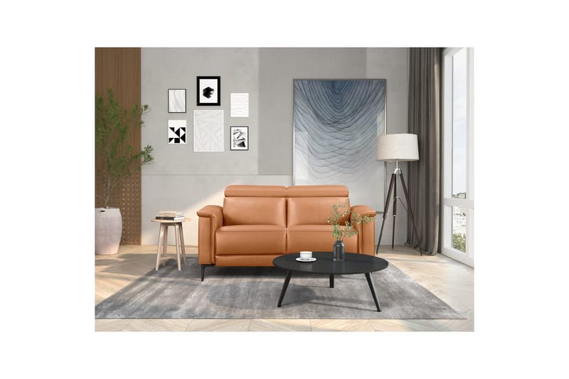 2-istuttava sohva Lund Konjakki, PU, Manuaalinen nojatuoli - Konjakki, PU, Manuaalinen nojatuoli - Huonekalut - Sohva - Mekanismisohva - 2 istuttava mekanismisohva