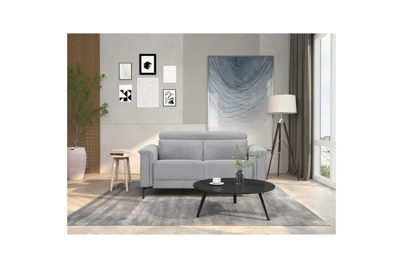 2-istuttava sohva Lund Vaaleanharmaa, Belfast-kangas, Manuaalinen nojatuoli - Vaaleanharmaa, Belfast-kangas, Manuaalinen nojatuoli - Huonekalut - Sohva - 2:n istuttava sohva