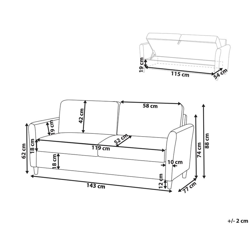 2-istuttava sohva Mare - Huonekalut - Sohva - 2:n istuttava sohva