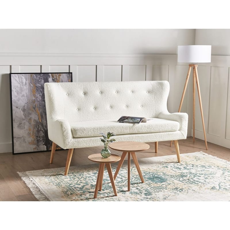 2-istuttava sohva Skibby - Valkoinen, vaalea puu - Säilytys - Piensäilytys - Säilytysteline - Kuormalavahylly