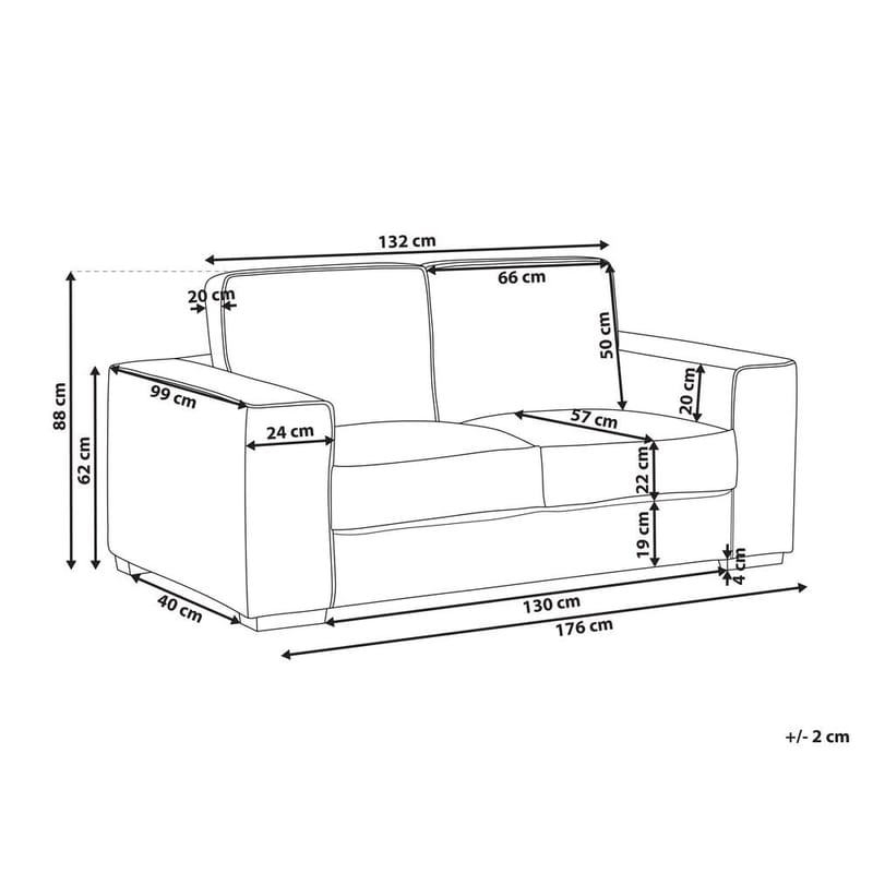 2-istuttava sohva Vikran - Valkoinen, Musta - Huonekalut - Sohva - 2:n istuttava sohva