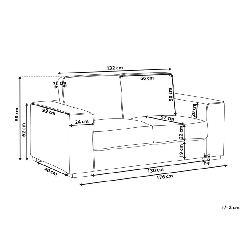 2-istuttava sohva Vikran - Valkoinen, Musta - Huonekalut - Sohva - 2:n istuttava sohva