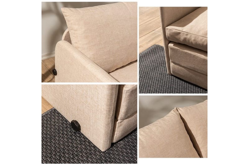 2-istuttava vuodesohva Rubby (128 x 70 x 66 cm) Beige - Beige - Huonekalut - Sohva - Vuodesohva