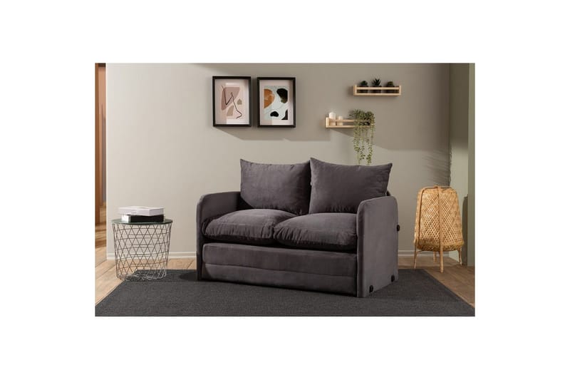 2-istuttava vuodesohva Rubby (128 x 70 x 66 cm) Harmaa - Harmaa - Huonekalut - Sohva - Vuodesohva