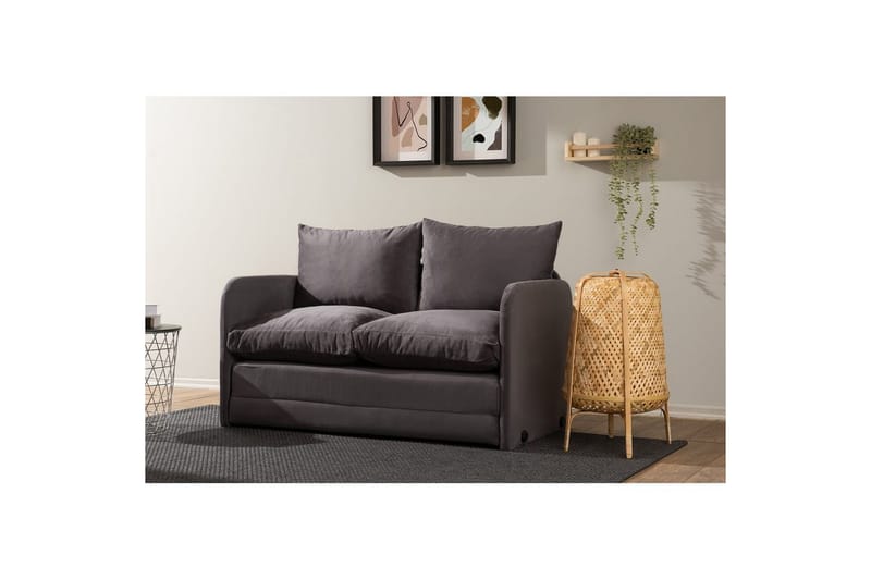 2-istuttava vuodesohva Rubby (128 x 70 x 66 cm) Harmaa - Harmaa - Huonekalut - Sohva - Vuodesohva