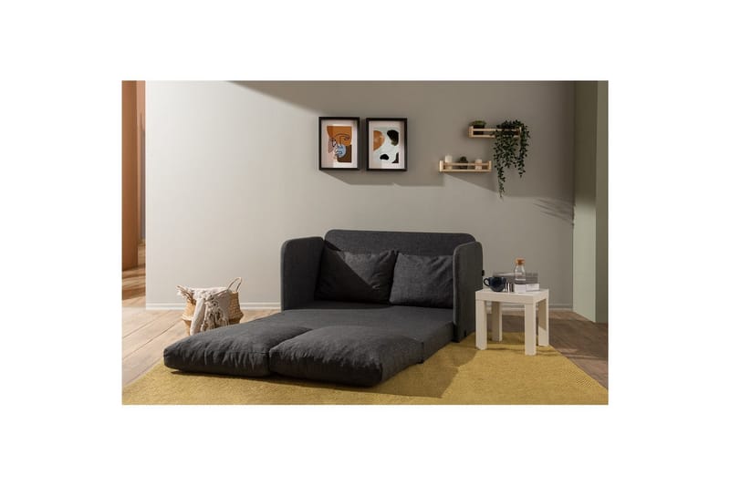 2-istuttava vuodesohva Rubby (128 x 70 x 66 cm) Tummanharmaa - Tummanharmaa - Huonekalut - Sohva - Vuodesohva