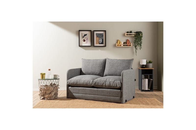 2-istuttava vuodesohva Rubby (128 x 70 x 66 cm) Vaaleanharmaa - Vaaleanharmaa - Huonekalut - Sohva - Vuodesohva