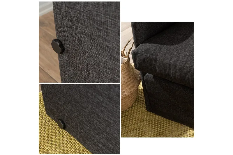 2-istuttava vuodesohva Rubby (148 x 70 x 66 cm) Tummanharmaa - Tummanharmaa - Huonekalut - Sohva - Vuodesohva