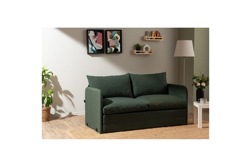 2-istuttava vuodesohva Rubby (148 x 70 x 66 cm) Vihreä - Vihreä - Huonekalut - Sohva - Vuodesohva