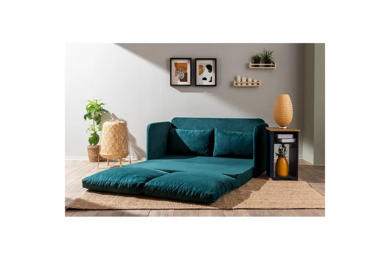 2-istuttava vuodesohva Rubby (148 x 70 x 66 cm) Petroli vihreä - Petroli vihreä - Huonekalut - Sohva - Vuodesohva