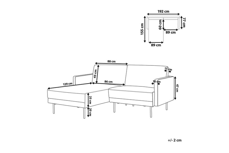 2-sitssoffa Beliani Breda Högervänd Left-faced - Huonekalut - Sohva - Divaanisohva