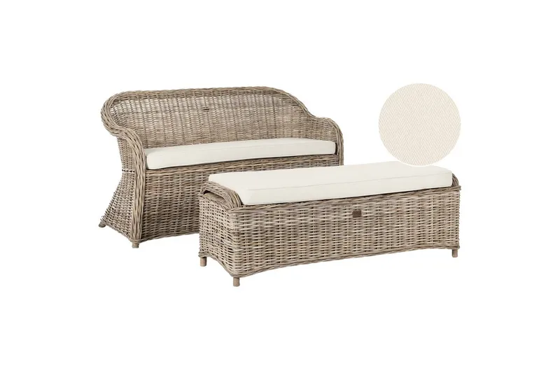 2.5-sitssoffa med fotpall Beliani Susua Nature||Cream white, undefined