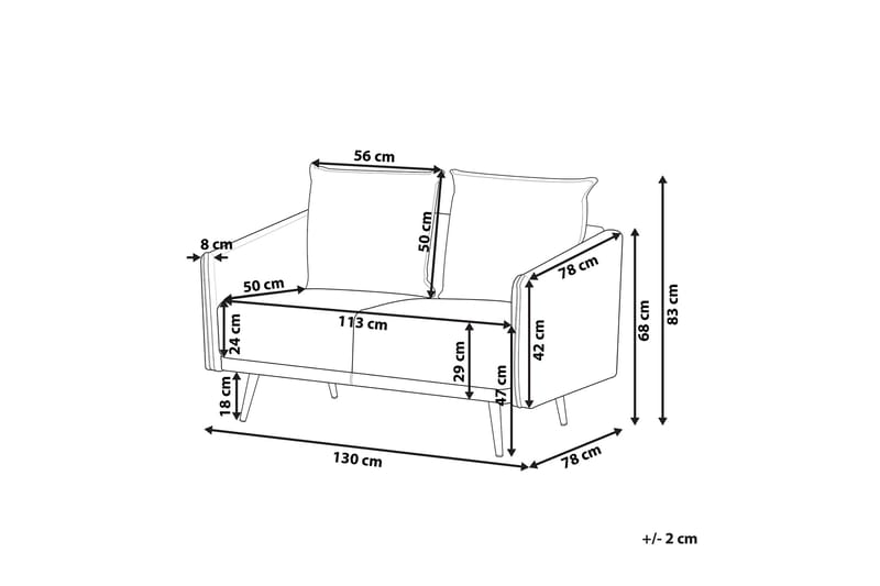 2:n ist Sohva Aarsby - Sametti/Harmaa - Huonekalut - Sohva - 2:n istuttava sohva