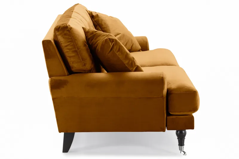 Andrew Sohvaryhmä 3-istuttava + 2-istuttava Sohva + Nojatuoli + Rahi Sametilla - Tummankeltainen - Huonekalut - Sohva - 2:n istuttava sohva