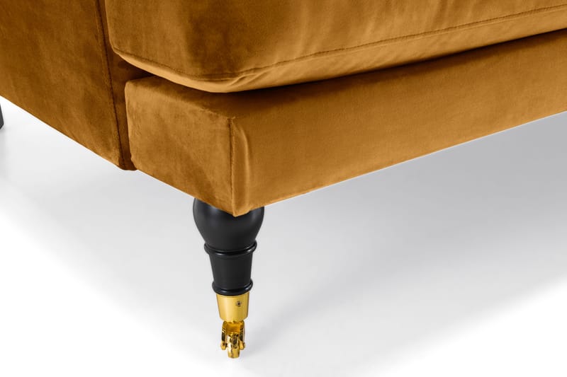 Andrew Sohvaryhmä 3-istuttava + 2-istuttava Sohva + Nojatuoli + Rahi Sametilla - Tummankeltainen - Huonekalut - Sohva - 2:n istuttava sohva