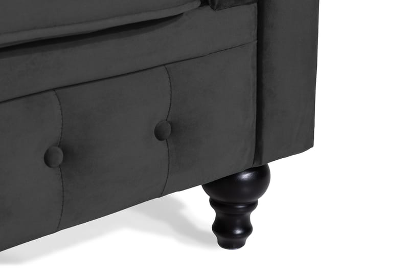 Chesterfield Lyx 2-istuttava pieni samettisohva – Syvä sohva 160 cm leveä - Musta - Huonekalut - Sohva - 2:n istuttava sohva