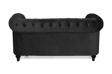 Chesterfield Lyx 2-istuttava pieni samettisohva – Syvä sohva 160 cm leveä - Musta - Huonekalut - Sohva - 2:n istuttava sohva