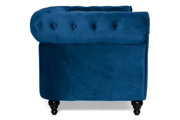 Chesterfield Lyx 2-istuttava pieni samettisohva – Syvä sohva 160 cm leveä - Sininen - Huonekalut - Sohva - 2:n istuttava sohva