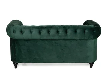 Chesterfield Lyx 2-istuttava pieni samettisohva – Syvä sohva 160 cm leveä - Vihreä - Huonekalut - Sohva - 2:n istuttava sohva