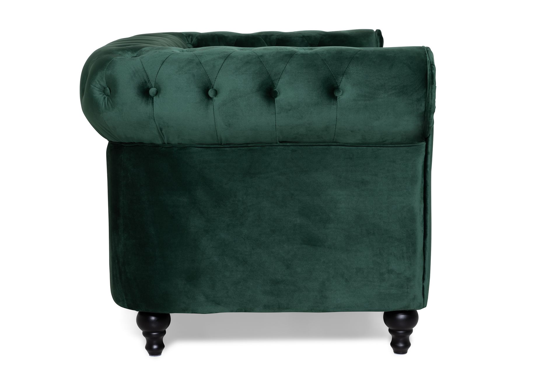 Chesterfield Lyx 2-istuttava pieni samettisohva – Syvä sohva 160 cm leveä - Tummanvihreä - Huonekalut - Sohva - 2:n istuttava sohva