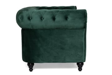 Chesterfield Lyx 2-istuttava pieni samettisohva – Syvä sohva 160 cm leveä - Tummanvihreä - Huonekalut - Sohva - 2:n istuttava sohva