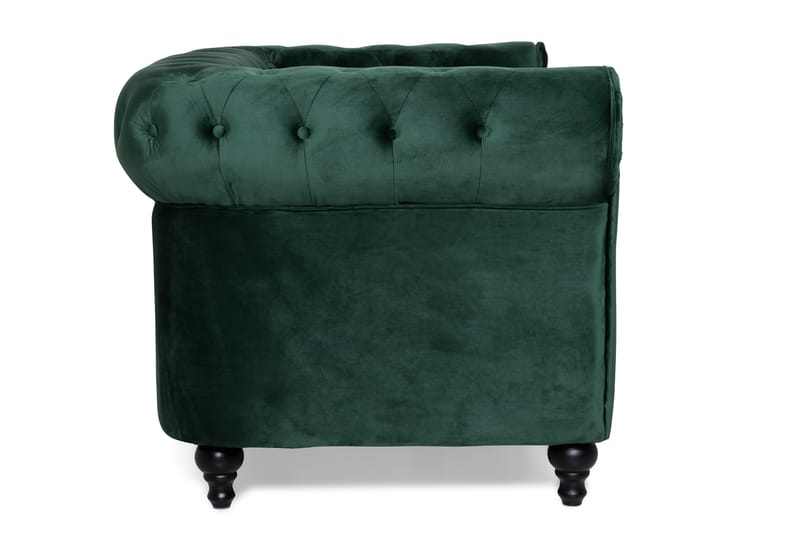 Chesterfield Lyx 2-istuttava pieni samettisohva – Syvä sohva 160 cm leveä - Tummanvihreä - Huonekalut - Sohva - 2:n istuttava sohva