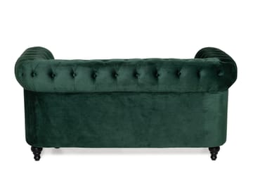 Chesterfield Lyx 2-istuttava pieni samettisohva – Syvä sohva 160 cm leveä - Tummanvihreä - Huonekalut - Sohva - 2:n istuttava sohva