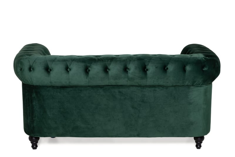 Chesterfield Lyx 2-istuttava pieni samettisohva – Syvä sohva 160 cm leveä - Tummanvihreä - Huonekalut - Sohva - 2:n istuttava sohva