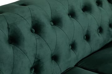 Chesterfield Lyx 2-istuttava pieni samettisohva – Syvä sohva 160 cm leveä - Tummanvihreä - Huonekalut - Sohva - 2:n istuttava sohva
