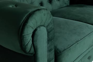 Chesterfield Lyx 2-istuttava pieni samettisohva – Syvä sohva 160 cm leveä - Tummanvihreä - Huonekalut - Sohva - 2:n istuttava sohva