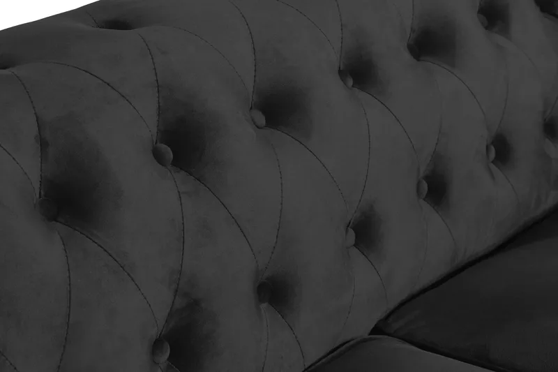 Chesterfield Lyx 2-istuttava pieni samettisohva – Syvä sohva 160 cm leveä - Musta - Huonekalut - Sohva - 2:n istuttava sohva