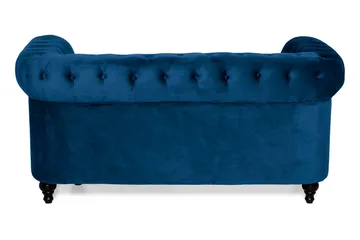 Chesterfield Lyx 2-istuttava pieni samettisohva – Syvä sohva 160 cm leveä - Sininen - Huonekalut - Sohva - 2:n istuttava sohva