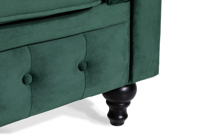 Chesterfield Lyx 2-istuttava pieni samettisohva – Syvä sohva 160 cm leveä - Tummanvihreä - Huonekalut - Sohva - 2:n istuttava sohva