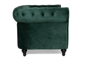 Chesterfield Lyx 2-istuttava pieni samettisohva – Syvä sohva 160 cm leveä - Vihreä - Huonekalut - Sohva - 2:n istuttava sohva