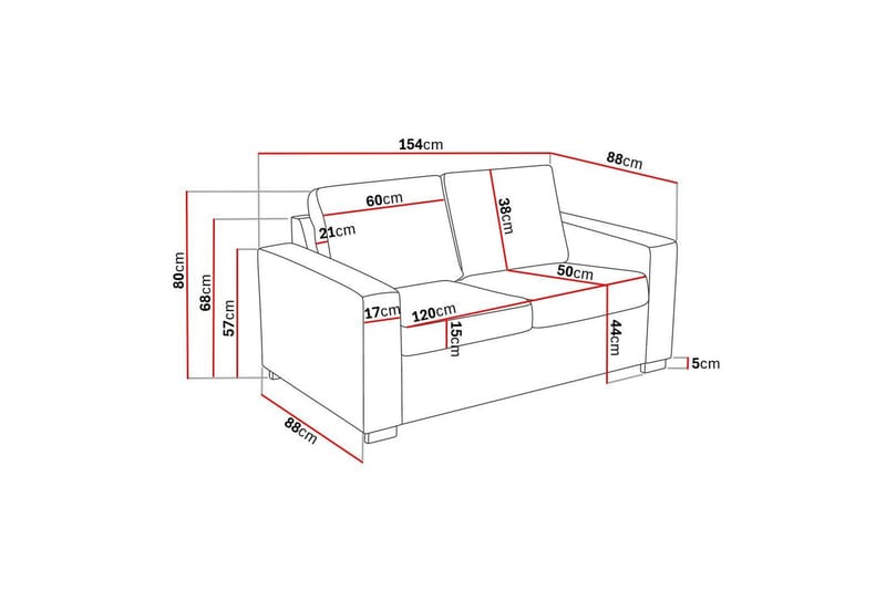 Crazy 2-istuttava Kangassohva - Harmaa - Huonekalut - Sohva - 2:n istuttava sohva