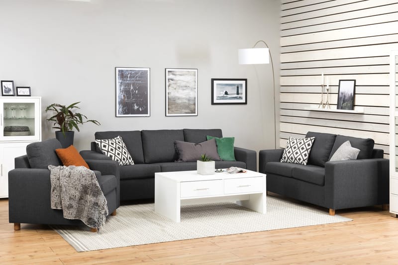 Crazy Sohvaryhmä 2-istuttava Sohva + Nojatuoli Kankaalla - Tummanharmaa - Huonekalut - Sohva - 2:n istuttava sohva