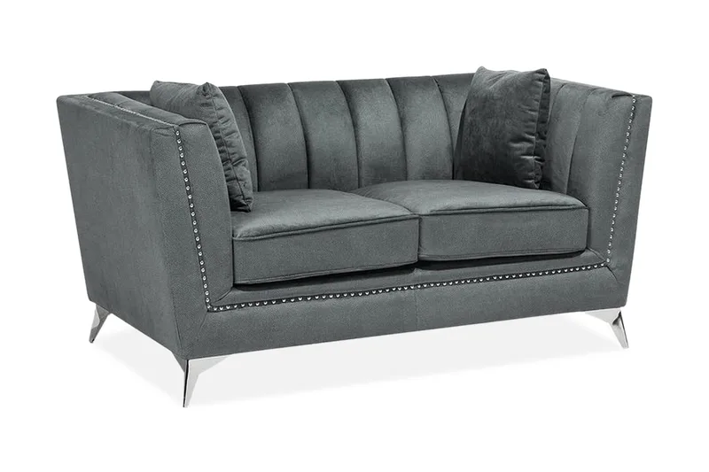 Gaula 2-istuttava samettisohva 160 cm, Harmaa