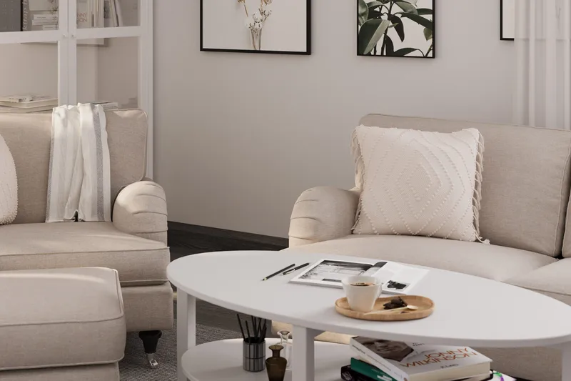 Howard Classic 2-istuttava Kaareva Kangassohva - Beige - Huonekalut - Sohva - 2:n istuttava sohva