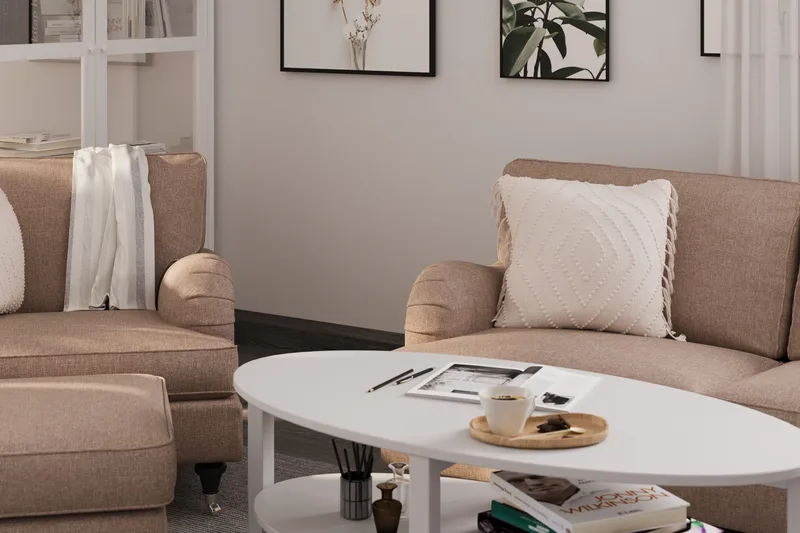 Howard Classic 2-istuttava Kaareva Kangassohva - Tummabeige - Huonekalut - Sohva - 2:n istuttava sohva