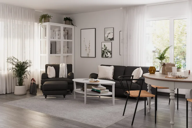 Howard Classic 2-istuttava Kaareva Kangassohva - Tummanharmaa - Huonekalut - Sohva - 2:n istuttava sohva