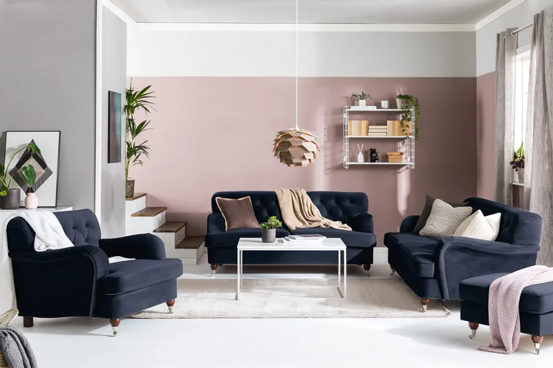 Howard Riviera 2-istuttava Samettisohva - Sininen - Huonekalut - Sohva - 2:n istuttava sohva