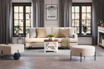 Menard Compact 3-istuttava Kangassohva - Beige - Huonekalut - Sohva - 3:n istuttava sohva