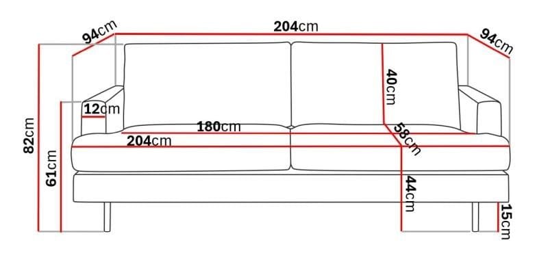 Menard Compact 3-istuttava Kangassohva - Tummanharmaa - Huonekalut - Sohva - 3:n istuttava sohva