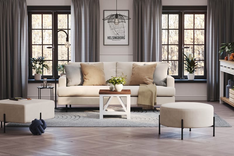 Menard Compact 3-istuttava Manchestersohva - Beige - Huonekalut - Sohva - 3:n istuttava sohva