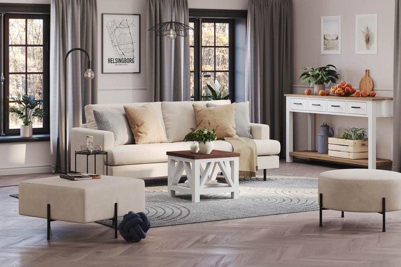 Menard Compact 3-istuttava Manchestersohva - Beige - Huonekalut - Sohva - 3:n istuttava sohva