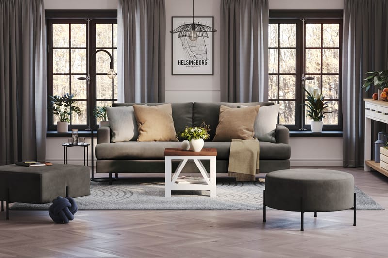 Menard Compact 3-istuttava Manchestersohva - Tummanharmaa - Huonekalut - Sohva - 3:n istuttava sohva