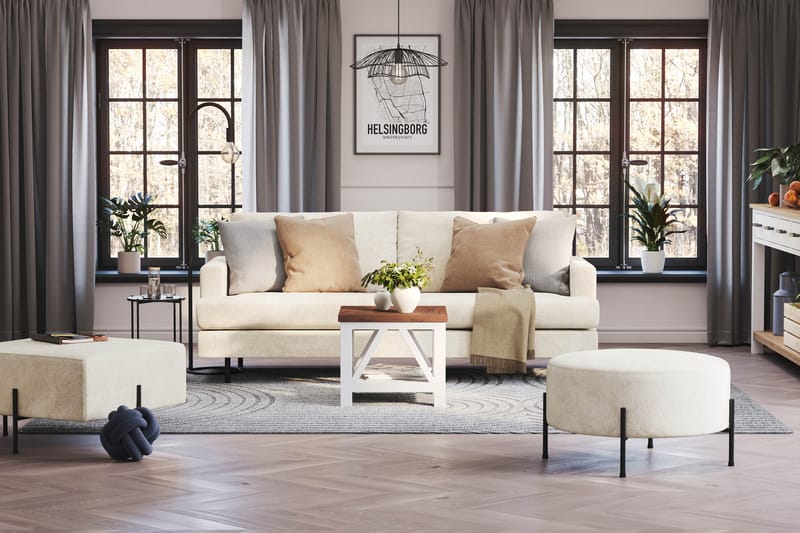 Menard Compact 3-istuttava Samettisohva - Kermanvalkoinen - Huonekalut - Sohva - 3:n istuttava sohva