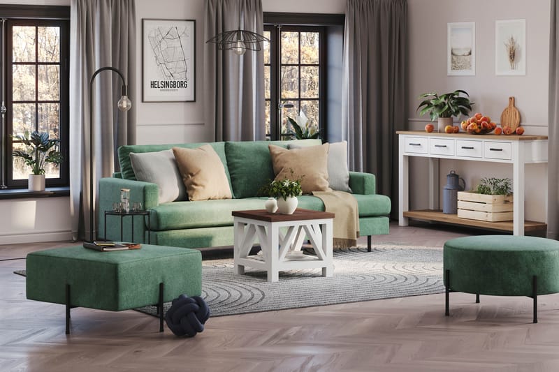 Menard Compact 3-istuttava Samettisohva - Tummanvihreä - Huonekalut - Sohva - 3:n istuttava sohva