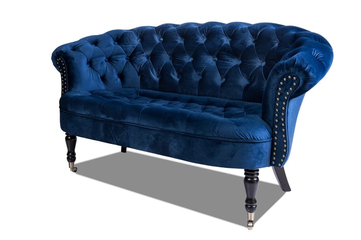 Sohva Chester Ludovic 2:n ist - Sininen - 2:n istuttava sohva - Howard-sohvat - Samettisohva